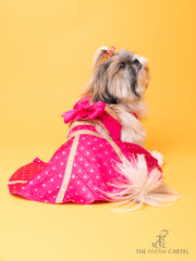 Crossbody Choli With Hot Pink Embroidered Lehenga For Dogs
