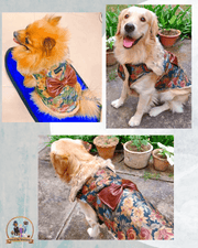 Brown Floral Printed Extra Warm Winter Jacket For Dogs
