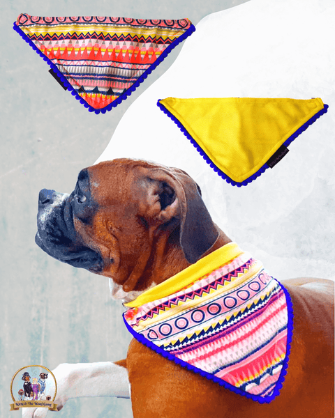 Multicolor Printed Dog Bandana With Easy To Use Adjustable Strap