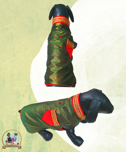 Olive Designer Festive Dress/ Frock For Dogs