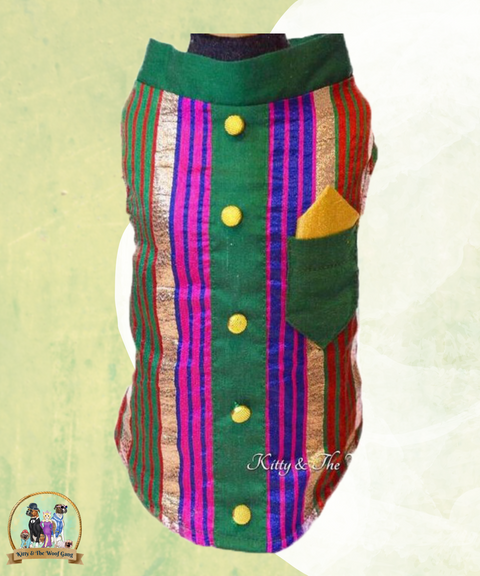 Multicolor Strips Designer Festive Dress/ Frock For Dogs