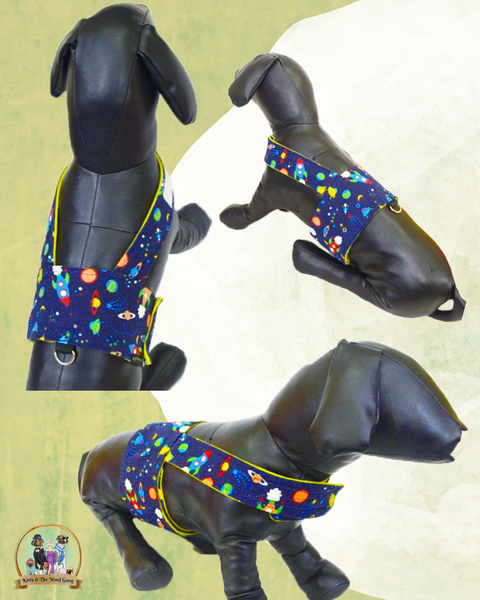 SPACE PRINTED BODY HARNESS FOR DOGS