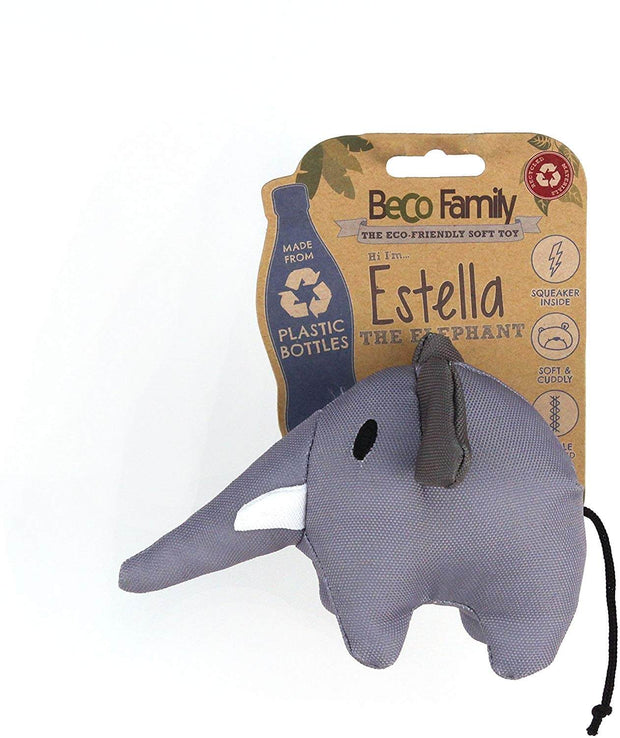 Beco Pets Recycled Squeaker Plush / Soft Toy For Dogs – Estella The Elephant