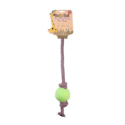 Beco Pets Natural Rubber Ball On Rope Toy For Dogs – Green