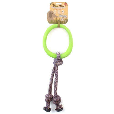 Beco Pets Natural Rubber Hoop On Rope Toy For Dogs – Green