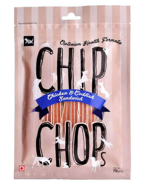 Chip Chops Dog Treats- Chicken & Codfish Sandwich (70 gms)