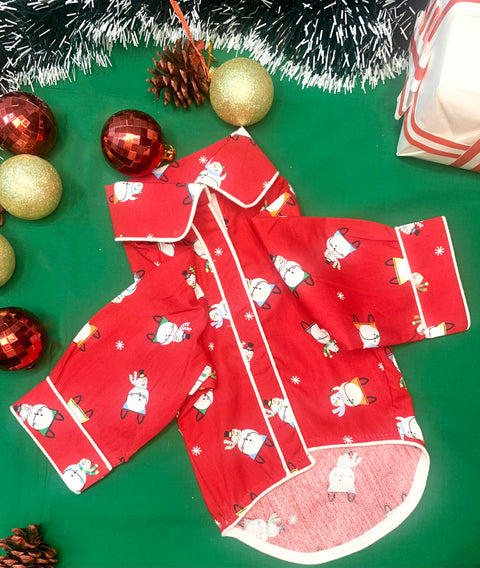The Snowman Red PJ Shirt For Dogs