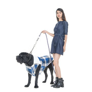 Extra Warm Chequed Blue & White Winter Jacket For Dogs