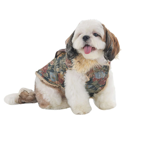 Brown Floral Printed Extra Warm Winter Jacket For Dogs