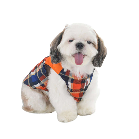 Orange Designer Checkered T-Shirt For Dogs