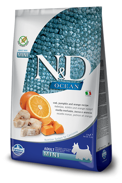 N&D Ocean Grain Free Cod Fish, Pumpkin & Orange Adult Dog Food (Mini Breeds)