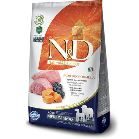 N&D Pumpkin Grain Free Lamb & Blueberry Adult Dog Food (Medium & Maxi Breeds)
