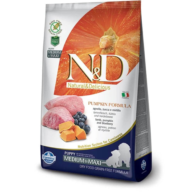 N&D Pumpkin Grain Free Lamb & Blueberry Puppy Dog Food (Medium & Maxi Breeds)