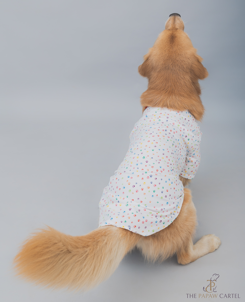 Multi Color Paw Print Dog T-shirt For Dogs