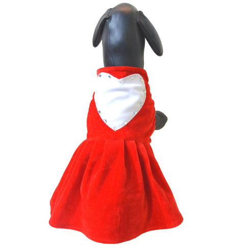 Red White Embellished Frock for Dogs