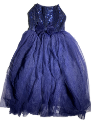 Blue Sequin Trail Dress With A Bow For Dogs