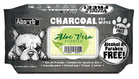 Absorb Plus Charcoal Pet Wipes For Dogs ( 80 Sheet )