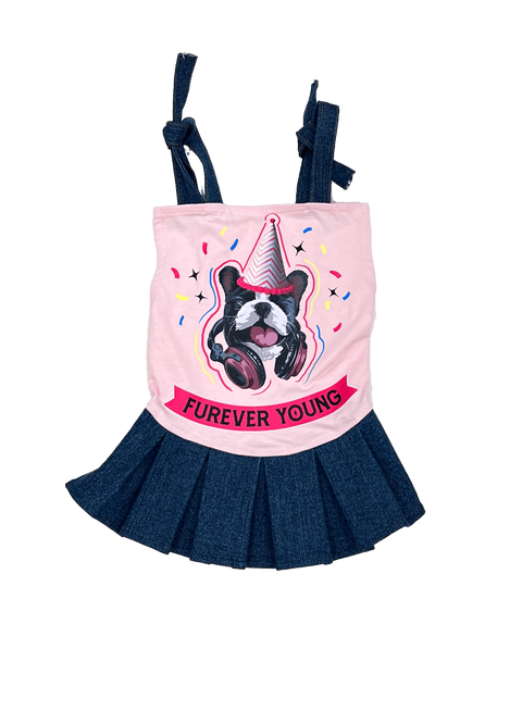 Furever Young Denim Tie Up T-shirt For Dogs