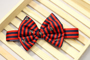 Red And Blue Stripe Bow And Bandana For Dogs