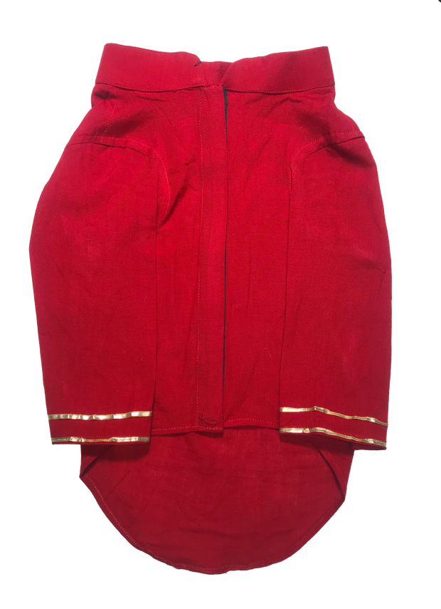 Red Kurta With Embellished Gota Pati Work For Dogs